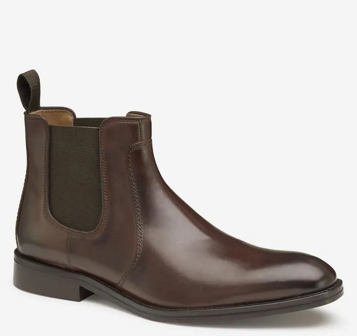 Johnston and Murphy Meade Chelsea Boot Mahogany Italian Calfskin Men Boots