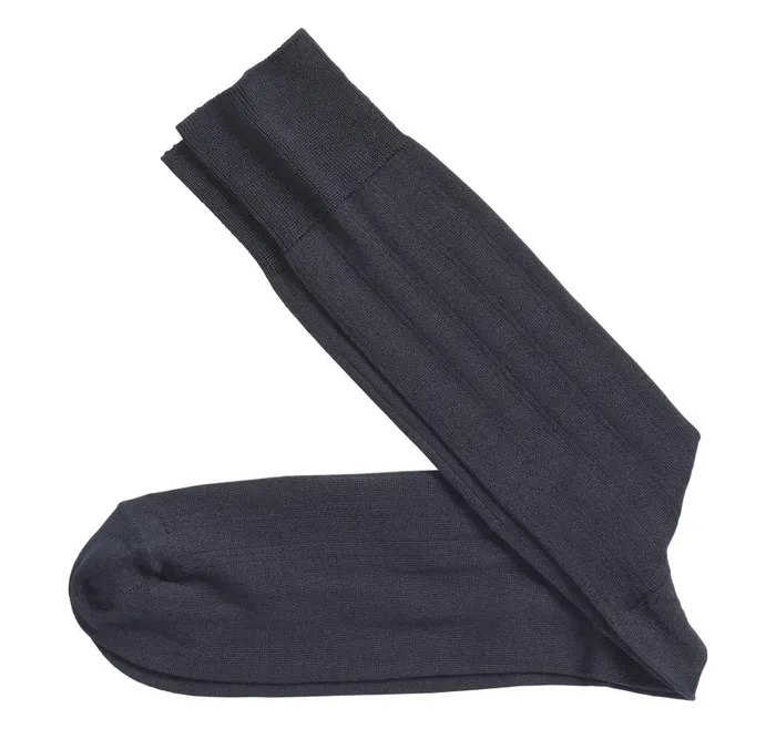 Johnston and Murphy Pima Cotton Ribbed Socks Navy Men Socks