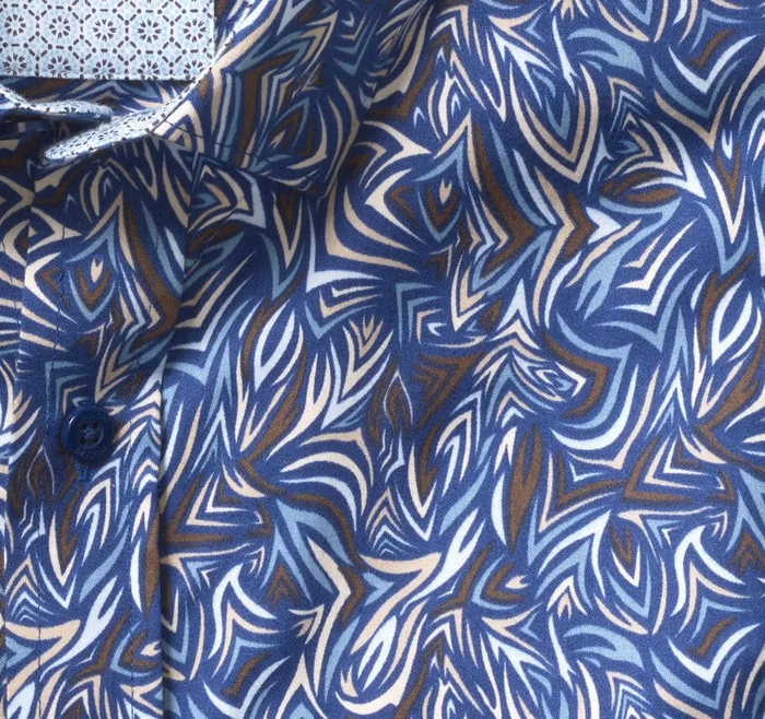 Johnston and Murphy Printed Cotton Shirt Bluebrown Abstract Angles Men Shirts Johnston and Murphy Printed Cotton Shirt Bluebrown Abstract Angles Men Shirts