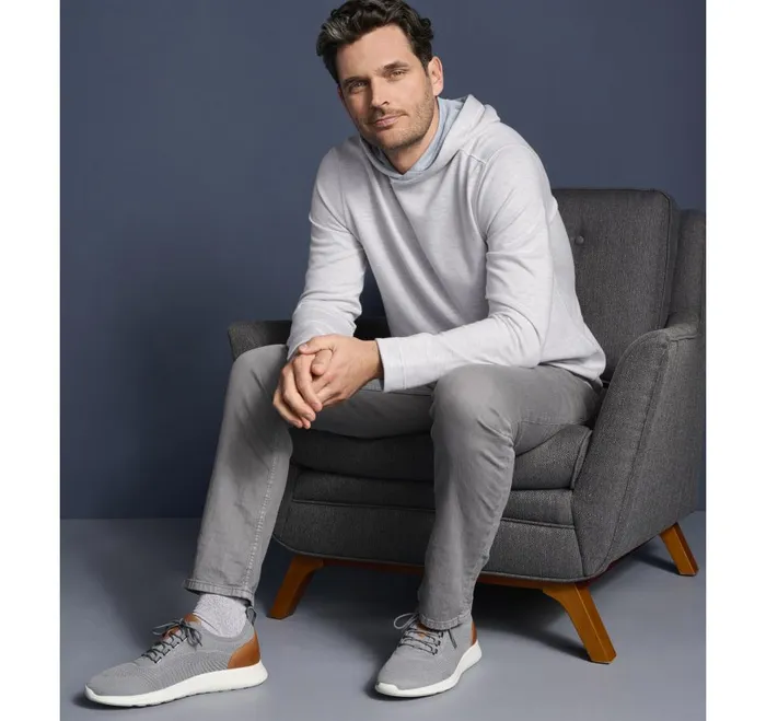 Johnston and Murphy Reversible Knit Hoodie Whitestorm Men Loungewear