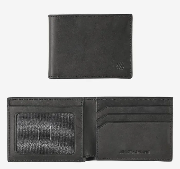 Johnston and Murphy Rhodes Billfold Wallet Black Full Grain Men Wallets