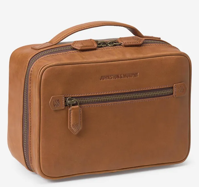 Johnston and Murphy Rhodes Travel Kit Tan Full Grain Men Travel Accessories