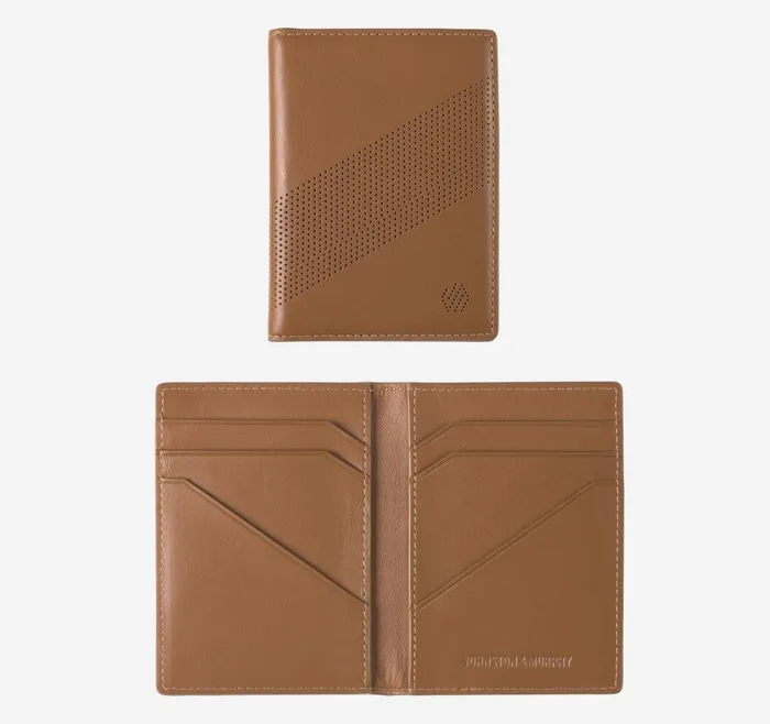 Johnston and Murphy Richmond Perforated Bifold Card Case Tan Men Wallets