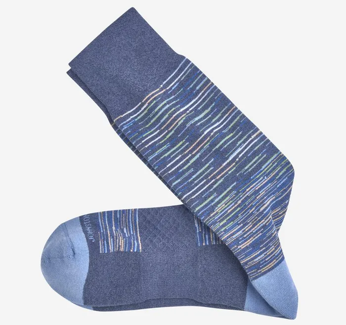 Johnston and Murphy SpaceDyed Stripe Socks Denim Men Socks