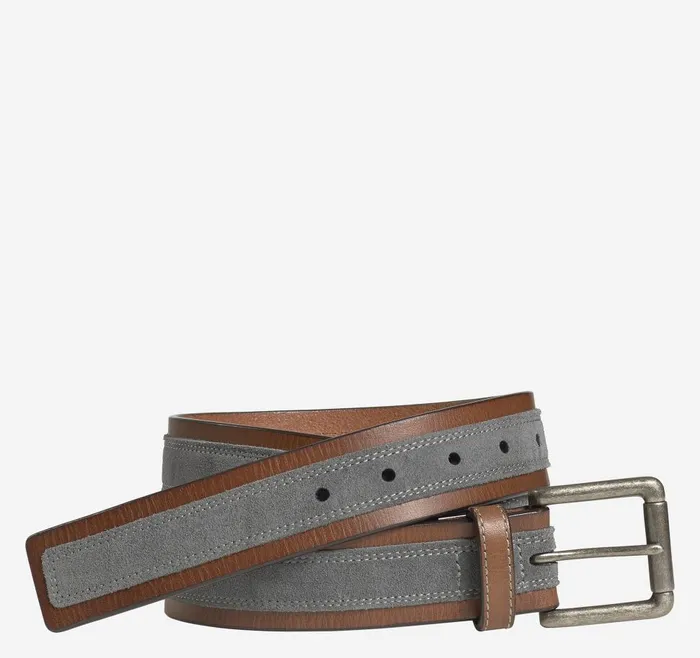 Johnston and Murphy Suede Overlay Belt Browngray Men Belts