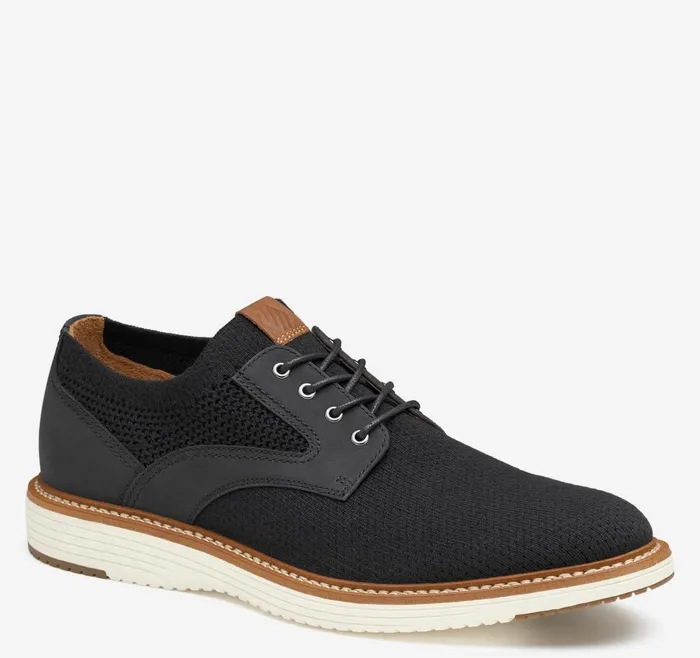 Johnston and Murphy Upton Knit Plain Toe Black Knit Men LaceUps