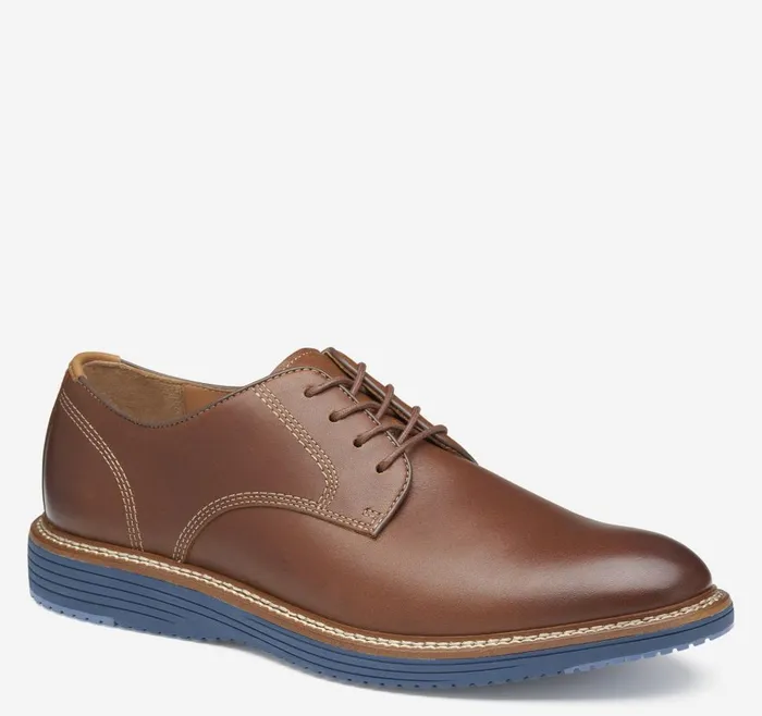 Johnston and Murphy Upton Plain Toe Tan Full Grainblue Sole Men LaceUps