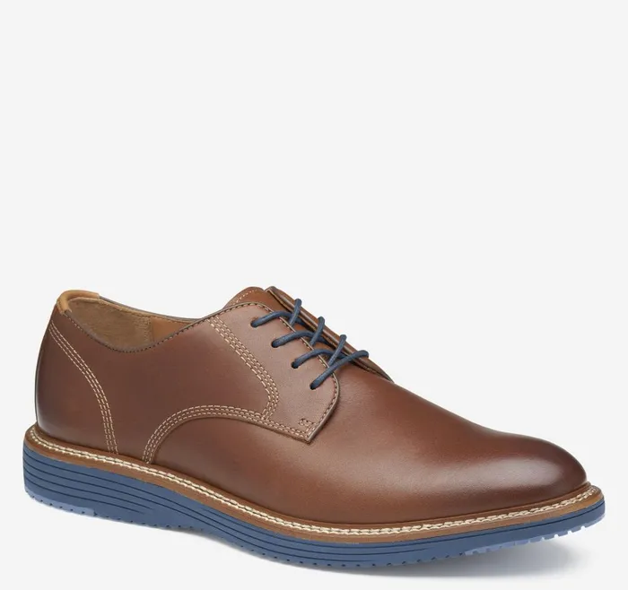 Johnston and Murphy Upton Plain Toe Tan Full Grainblue Sole Men LaceUps Johnston and Murphy Upton Plain Toe Tan Full Grainblue Sole Men LaceUps