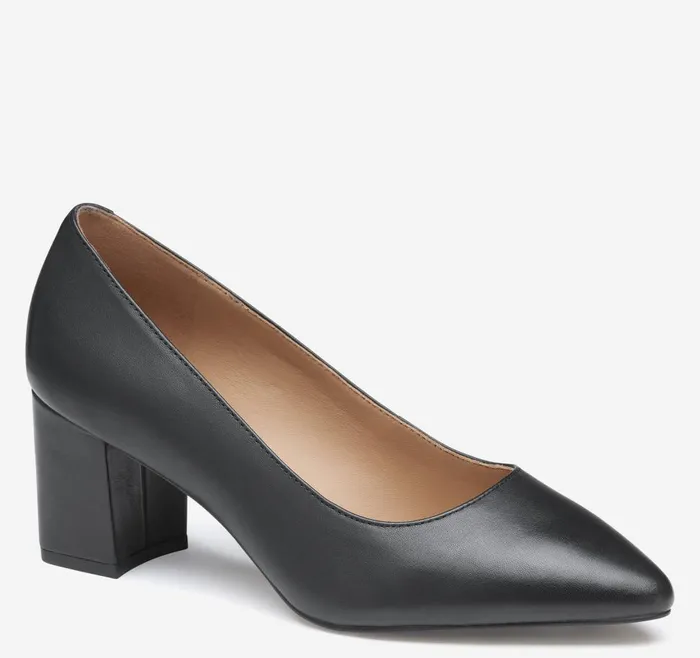 Johnston and Murphy Vicki Pump Black Glove Leather Women Heels and Platform Wedges
