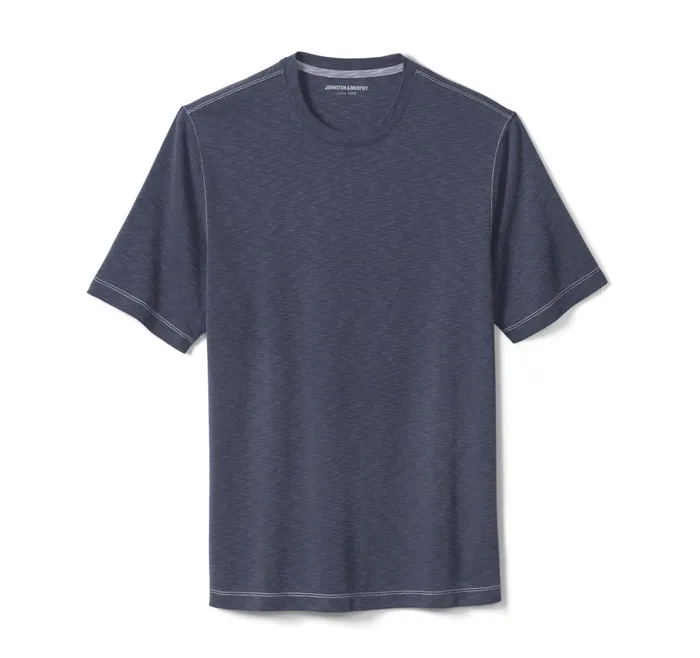 Johnston and Murphy Vintage Slub Crewneck Tee Navy Men Polos and Tees