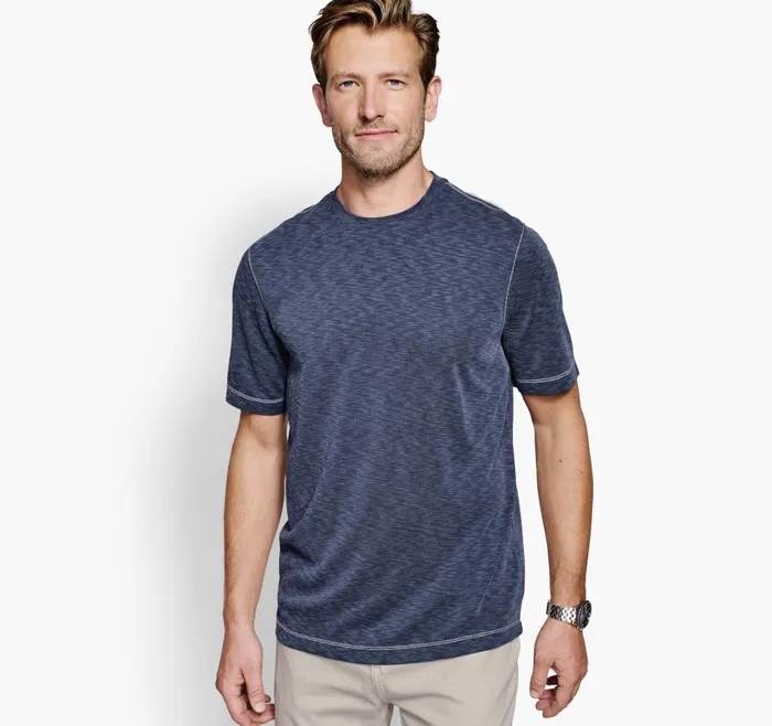 Johnston and Murphy Vintage Slub Crewneck Tee Navy Men Polos and Tees