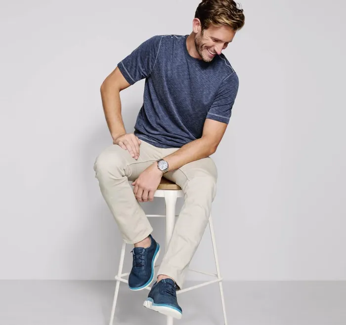 Johnston and Murphy Vintage Slub Crewneck Tee Navy Men Polos and Tees