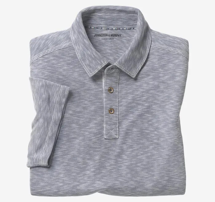Johnston and Murphy Vintage Slub Polo Indigo Men Polos and Tees