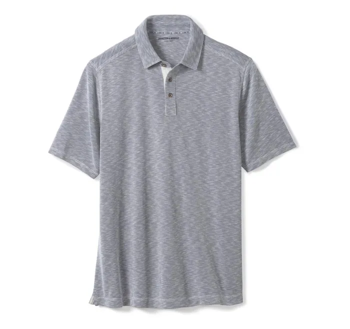 Johnston and Murphy Vintage Slub Polo Indigo Men Polos and Tees