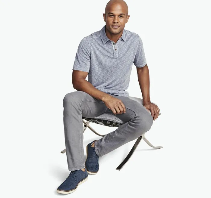 Johnston and Murphy Vintage Slub Polo Indigo Men Polos and Tees