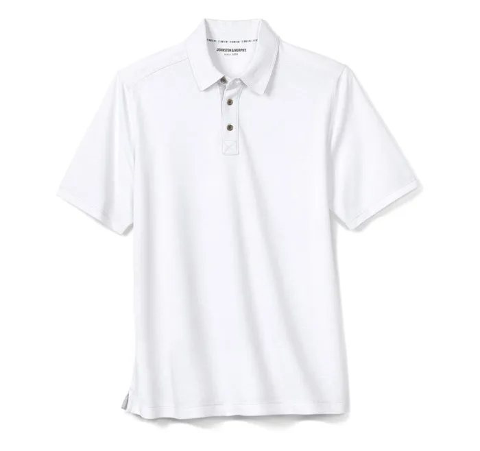 Johnston and Murphy Vintage Slub Polo White Men Polos and Tees Johnston and Murphy Vintage Slub Polo White Men Polos and Tees