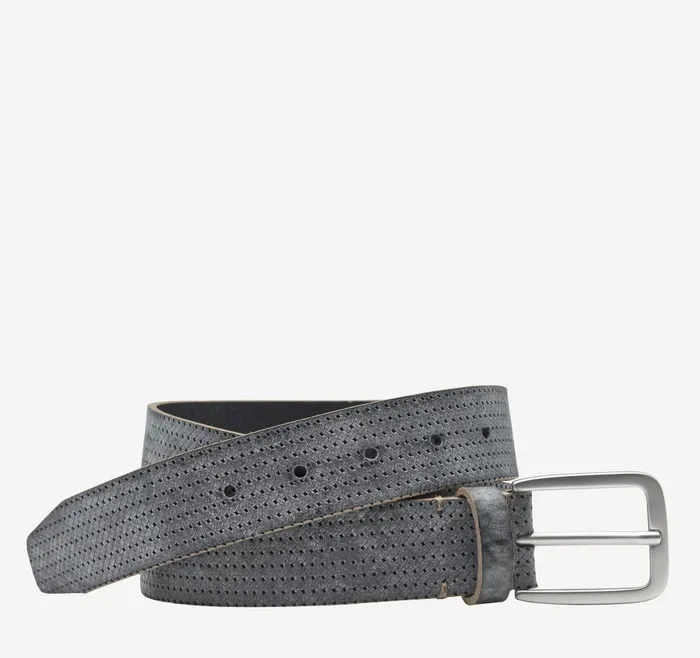 Johnston and Murphy Washed Basketweave Embossed Belt Black Men Belts