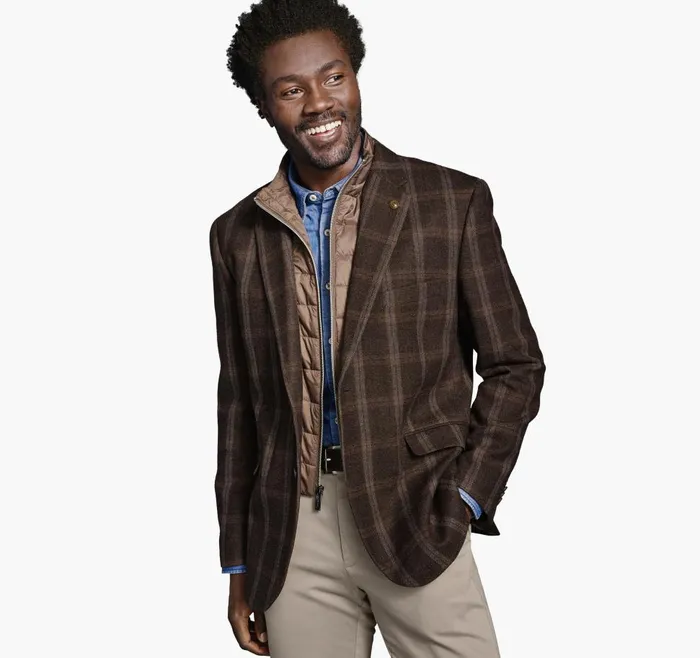 Johnston and Murphy Wool Bib Blazer Brown Men Blazers
