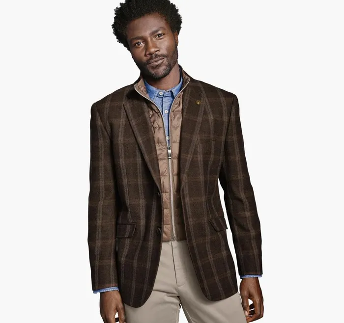 Johnston and Murphy Wool Bib Blazer Brown Men Blazers Johnston and Murphy Wool Bib Blazer Brown Men Blazers
