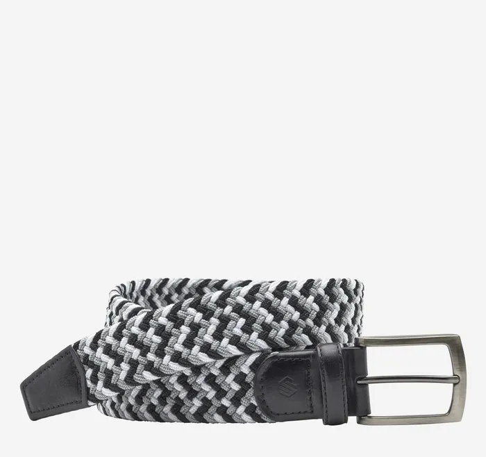 Johnston and Murphy Woven StretchKnit Belt Blackgraywhite Multi Men Belts