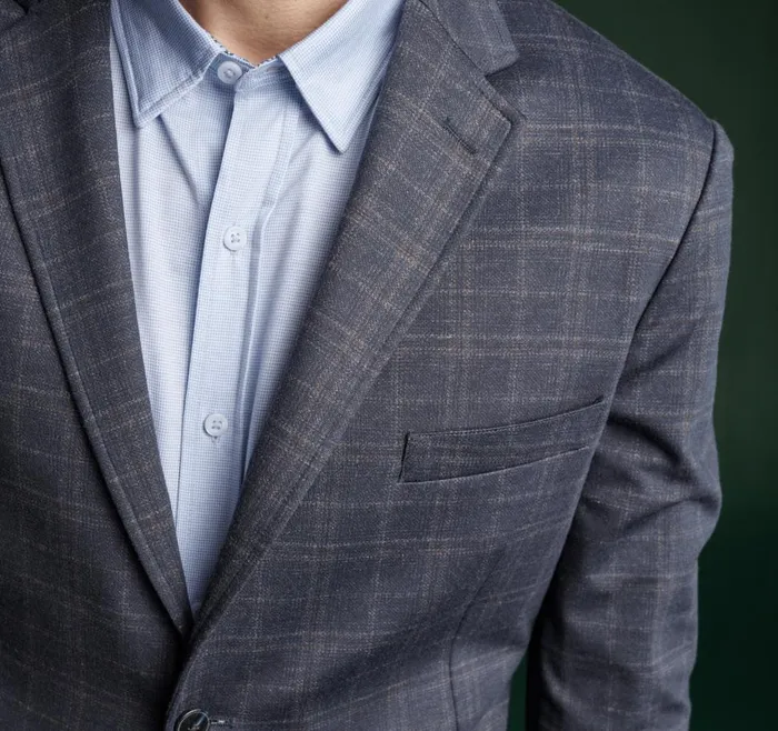 Johnston and Murphy XC Flex Knit Blazer Navy Windowpane Plaid Men Blazers Johnston and Murphy XC Flex Knit Blazer Navy Windowpane Plaid Men Blazers
