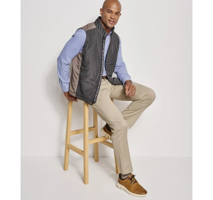 Johnston and Murphy XC4 Colorblock Vest Taupe Men Coats Jackets and Vests Johnston and Murphy XC4 Colorblock Vest Taupe Men Coats Jackets and Vests