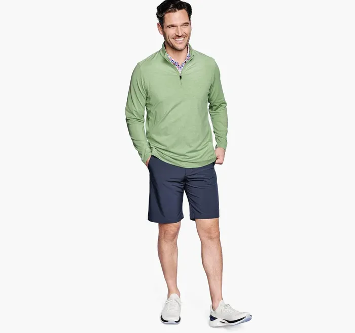 Johnston and Murphy XC4 Heathered Performance QuarterZip Mint Men Sweaters and Knits