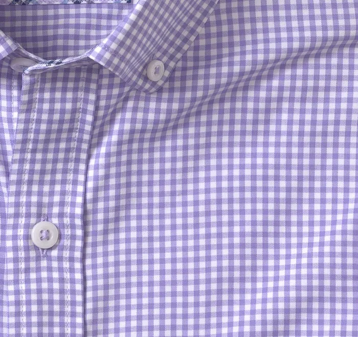 Johnston and Murphy XC4 LongSleeve StretchWoven Shirt Purplewhite Gingham Men Shirts