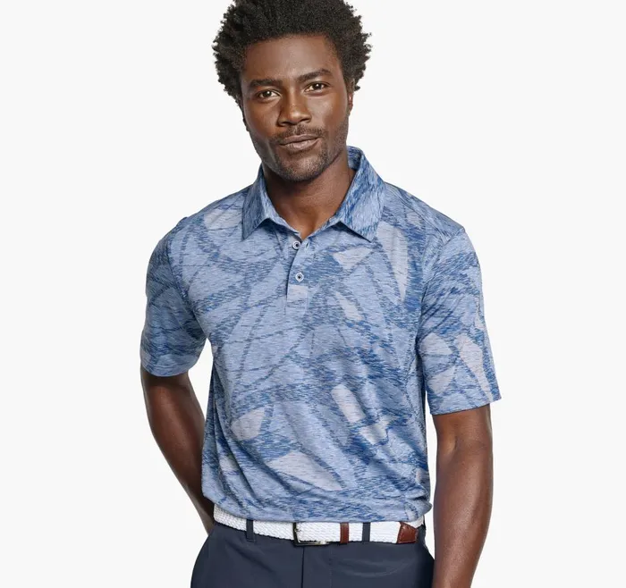 Johnston and Murphy XC4 Performance Polo Blue Large Geo Men Polos and Tees