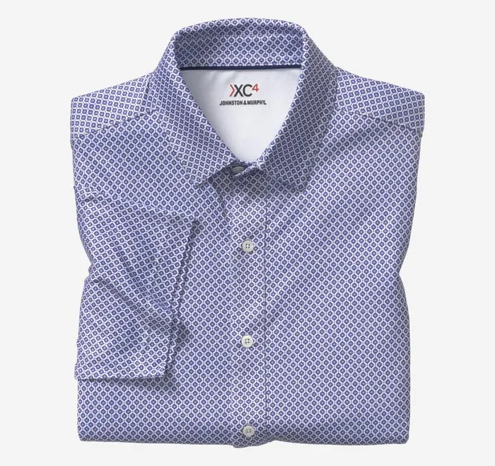 Johnston and Murphy XC4 Performance Shirt Purple Droplet Men ShortSleeve Shirts Johnston and Murphy XC4 Performance Shirt Purple Droplet Men ShortSleeve Shirts