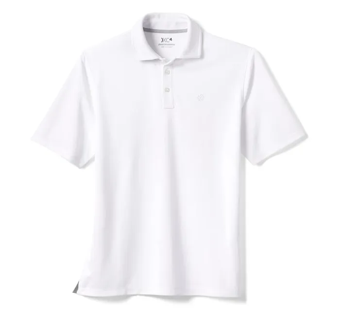 Johnston and Murphy XC4 Performance Solid Polo Cool Degree White Men Polos and Tees