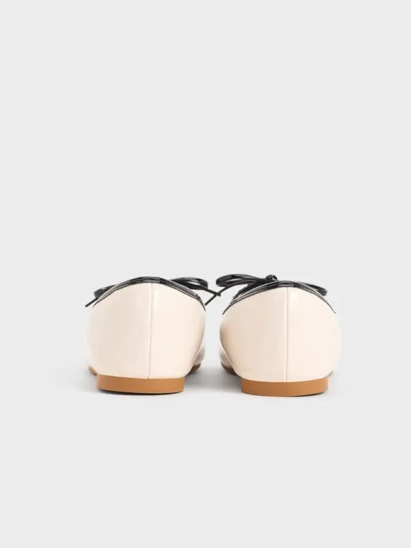 Kids Girls039 Patent TwoTone Bow Ballet Flats 8211 Chalk CHARLES and KEITH Shoes Kids Girls039 Patent TwoTone Bow Ballet Flats 8211 Chalk CHARLES and KEITH Shoes