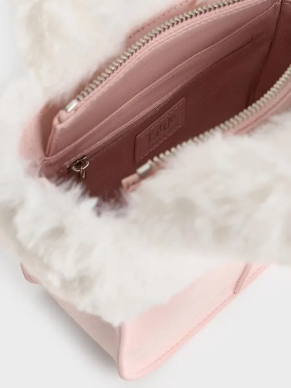 Kids Girls039 Textured FurTrim Tote Bag 8211 Pink CHARLES and KEITH Bags