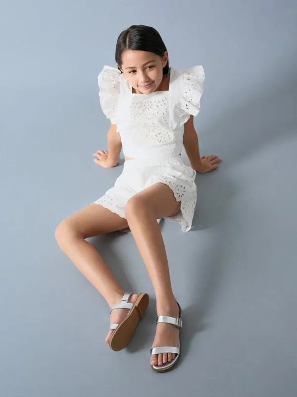 Kids Girls039 Yvette Metallic Double Strap Sandals 8211 Silver CHARLES and KEITH Shoes Kids Girls039 Yvette Metallic Double Strap Sandals 8211 Silver CHARLES and KEITH Shoes