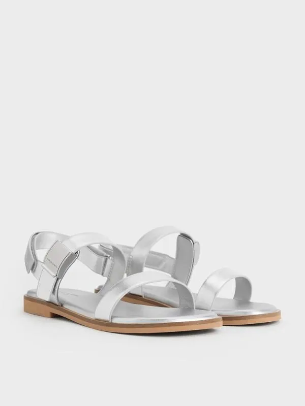 Kids Girls039 Yvette Metallic Double Strap Sandals 8211 Silver CHARLES and KEITH Shoes Kids Girls039 Yvette Metallic Double Strap Sandals 8211 Silver CHARLES and KEITH Shoes