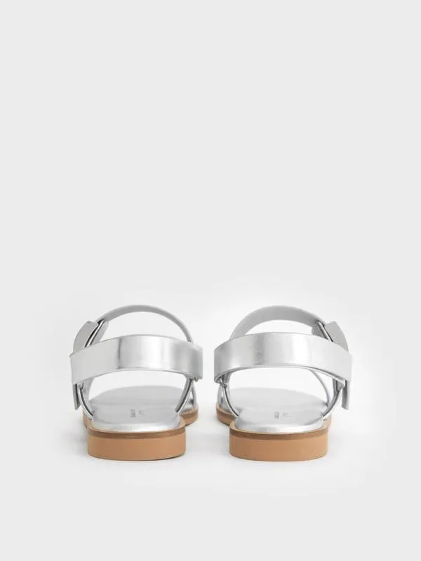 Kids Girls039 Yvette Metallic Double Strap Sandals 8211 Silver CHARLES and KEITH Shoes Kids Girls039 Yvette Metallic Double Strap Sandals 8211 Silver CHARLES and KEITH Shoes