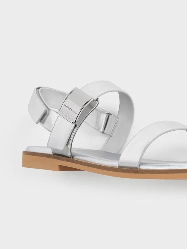 Kids Girls039 Yvette Metallic Double Strap Sandals 8211 Silver CHARLES and KEITH Shoes Kids Girls039 Yvette Metallic Double Strap Sandals 8211 Silver CHARLES and KEITH Shoes