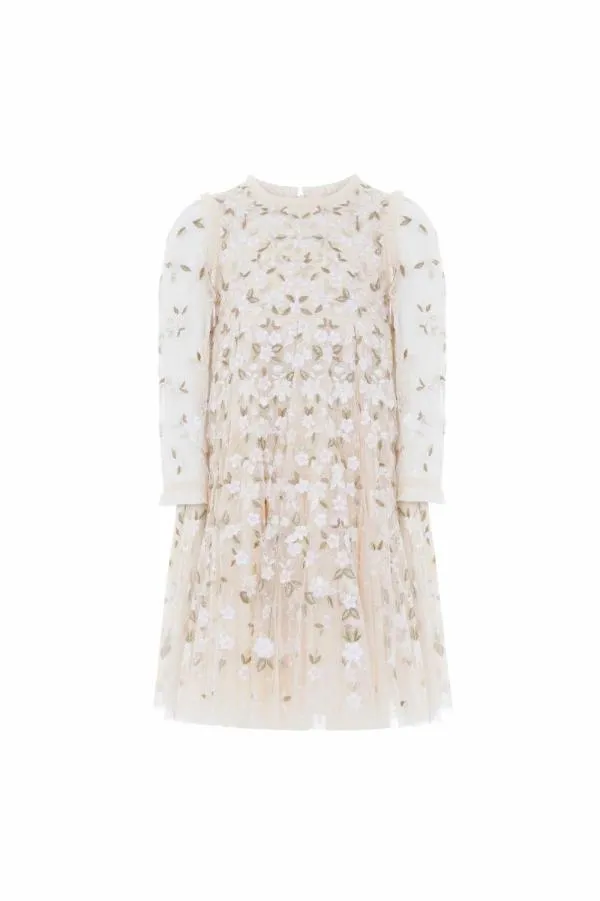 KIDS Needle and Thread Camellia Ditsy Long Sleeve Kids Dress Champagne KIDS Needle and Thread Camellia Ditsy Long Sleeve Kids Dress Champagne