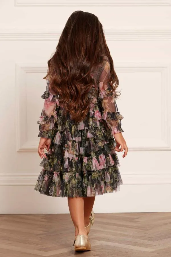 KIDS Needle and Thread English Rose Ruffle Kids Dress Black KIDS Needle and Thread English Rose Ruffle Kids Dress Black