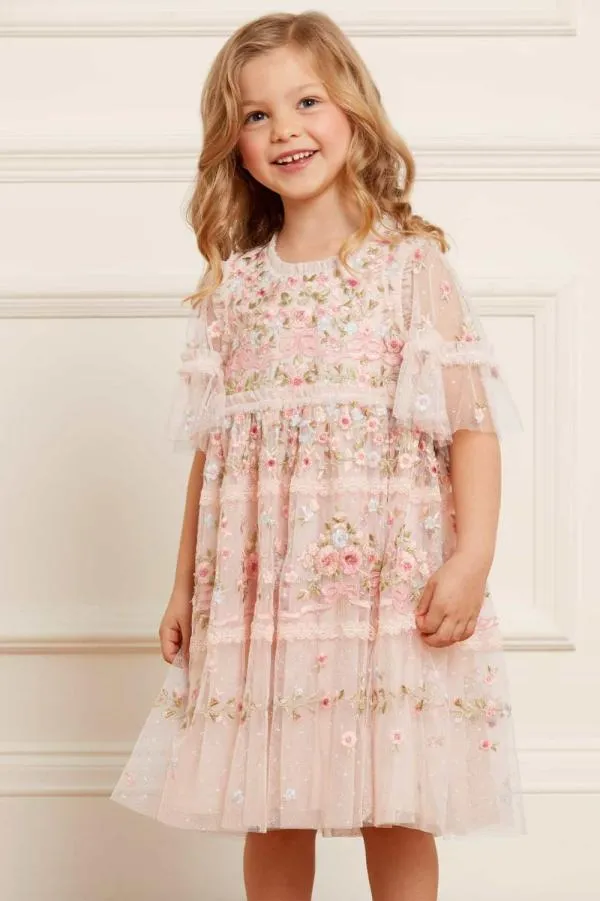 KIDS Needle and Thread Ribbon Bouquet Kids Dress Pink KIDS Needle and Thread Ribbon Bouquet Kids Dress Pink