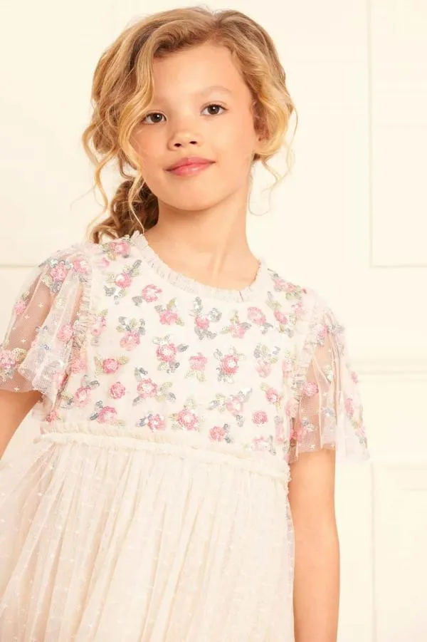 KIDS Needle and Thread Shimmer Ditsy Bodice Kids Dress Champagne KIDS Needle and Thread Shimmer Ditsy Bodice Kids Dress Champagne