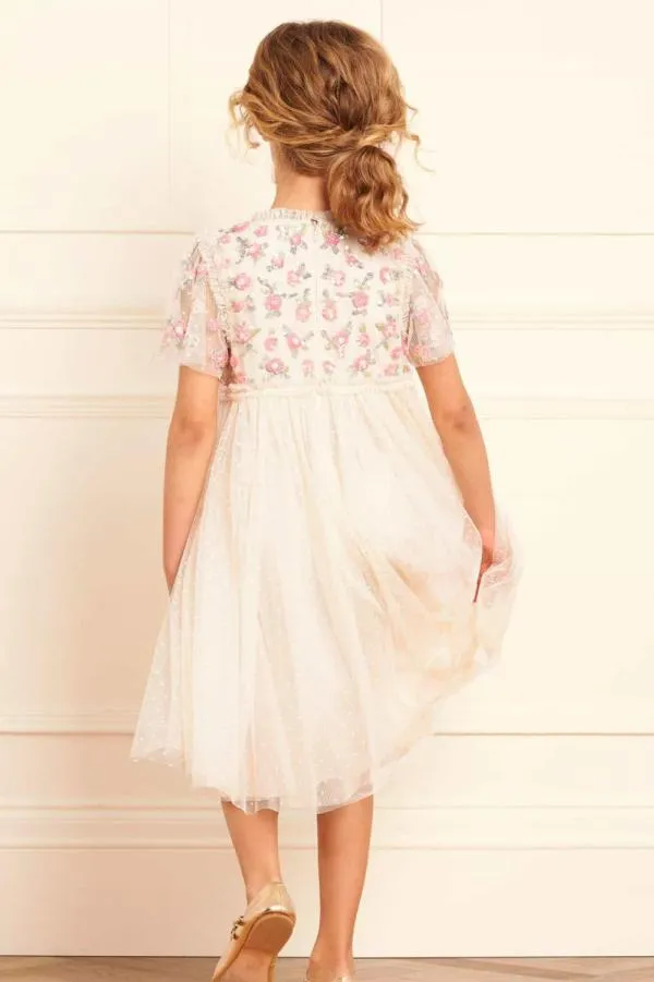 KIDS Needle and Thread Shimmer Ditsy Bodice Kids Dress Champagne KIDS Needle and Thread Shimmer Ditsy Bodice Kids Dress Champagne