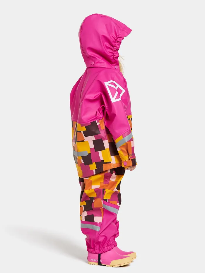 Kids Waterman Printed Set Postit Pink Didriksons Unlined Rain Set
