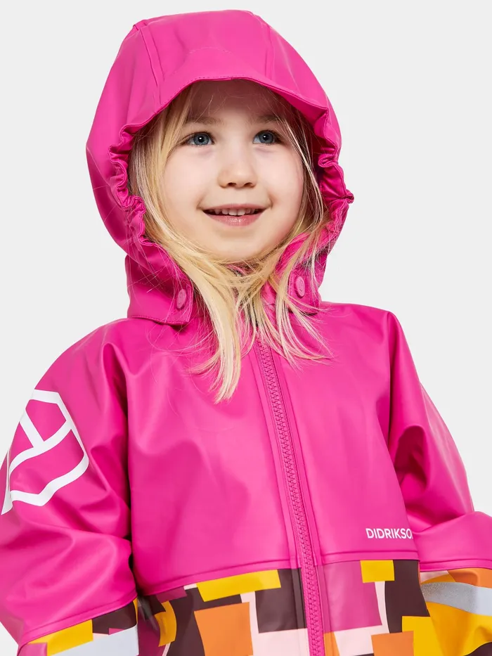 Kids Waterman Printed Set Postit Pink Didriksons Unlined Rain Set