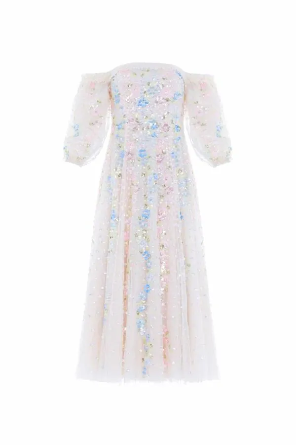 KIDSWomen Needle and Thread Confetti Gloss OffShoulder Ballerina Dress Champagne
