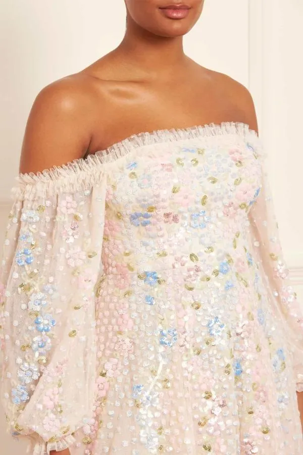 KIDSWomen Needle and Thread Confetti Gloss OffShoulder Ballerina Dress Champagne