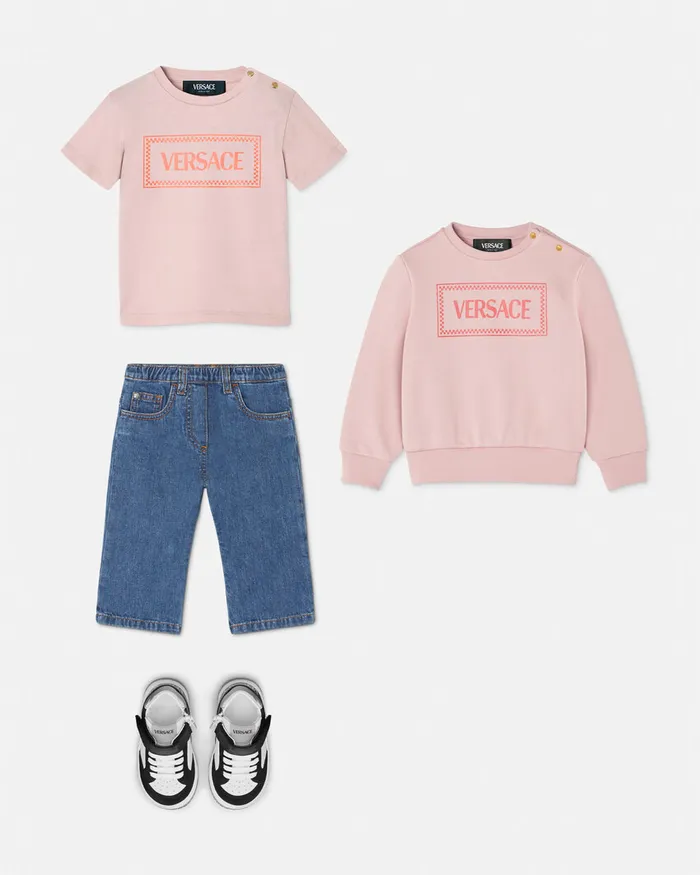 Knitwear and Sweatshirts Kids Versace 90s Vintage Logo Baby Sweatshirt Light Pink