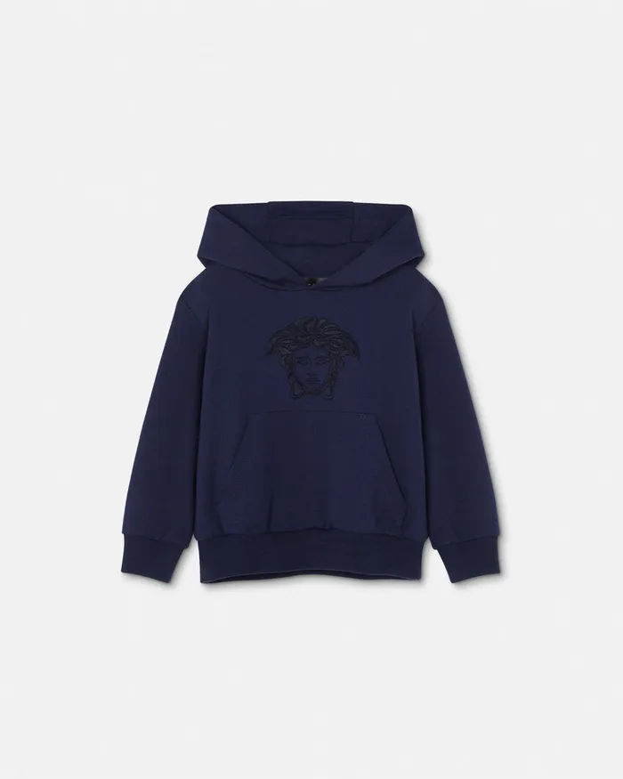 Knitwear and Sweatshirts Kids Versace Embroidered Medusa Baby Hoodie Blue