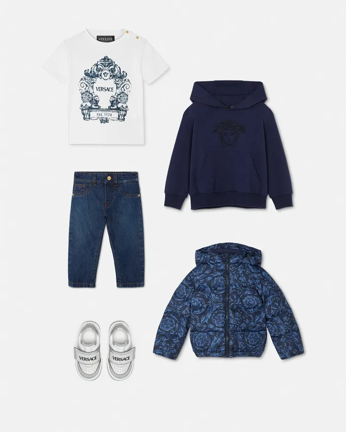 Knitwear and Sweatshirts Kids Versace Embroidered Medusa Baby Hoodie Blue