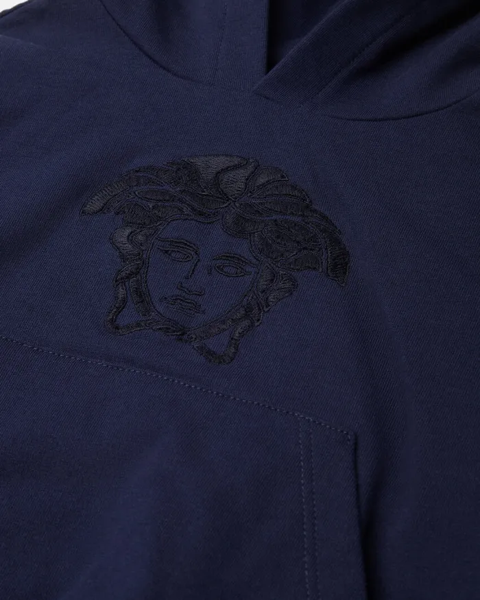 Knitwear and Sweatshirts Kids Versace Embroidered Medusa Baby Hoodie Blue